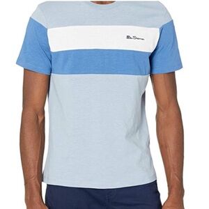 Ben Sherman Crewneck Short Sleeves T-Shirt Logo Detail Color Block Navy NWOT